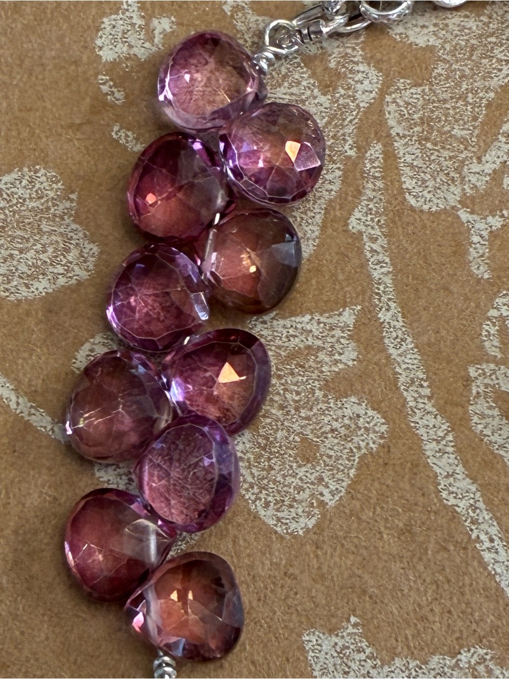 Sterling Silver Chain & Pink Faceted Sapphire Stone Bracelet - Picture 3 of 3
